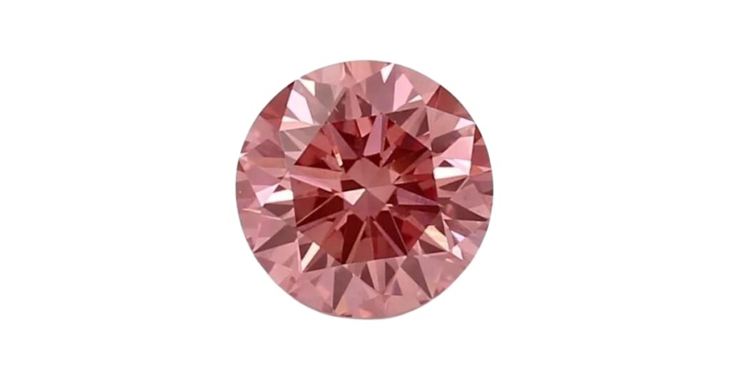 Lab created fancy vivid pink round diamond. Blake Lively Engagement Ring. 