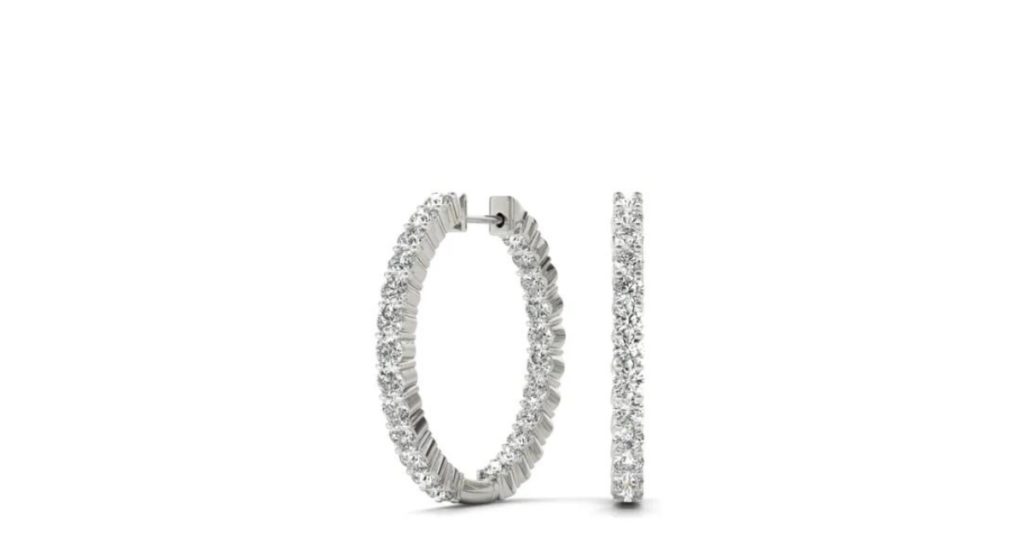 RADIANT DIAMOND HOOP EARRINGS (2 CT. TW). Earring size chat. 
