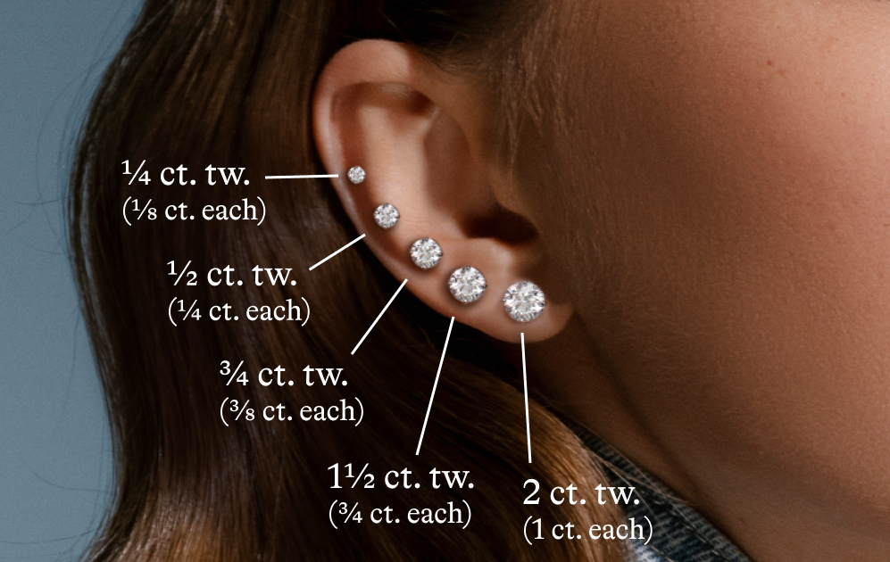 round stud earrings size chart