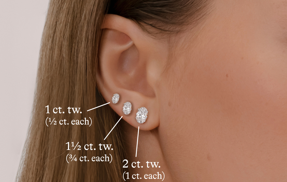 round stud earrings size chart