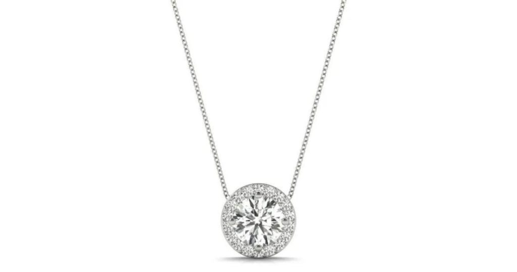 round halo diamond pendant