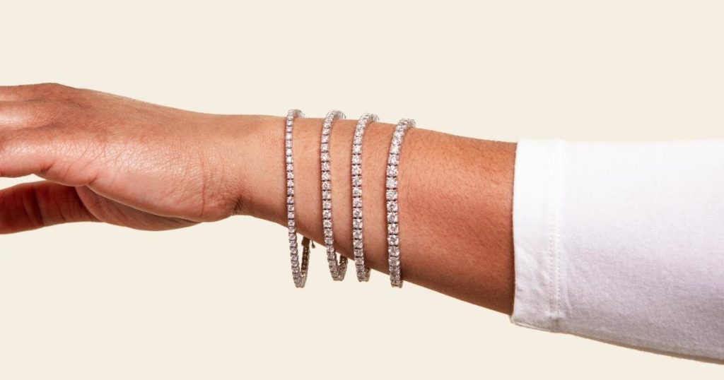 Different diamond tennis bracelet styles. 