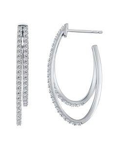 Delicate Double Diamond Hoop Earrings (1 ct. tw.)