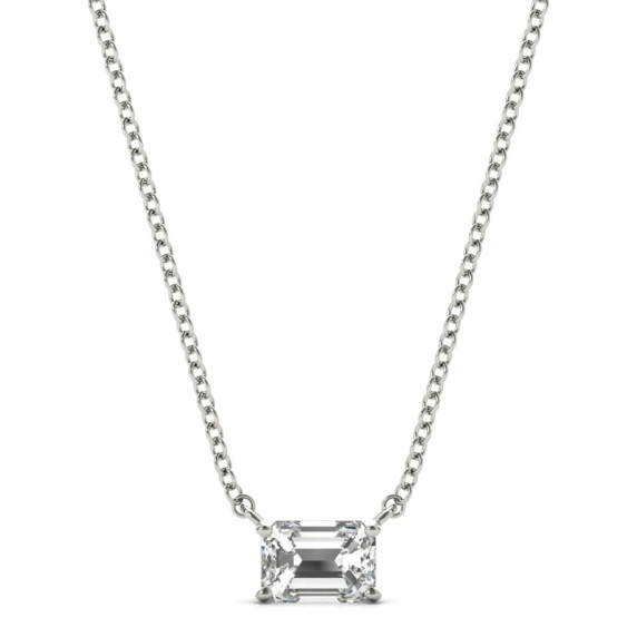 “Soho Emerald cut diamond pendant with ¼ carat lab-grown stone in a sleek bezel setting.”