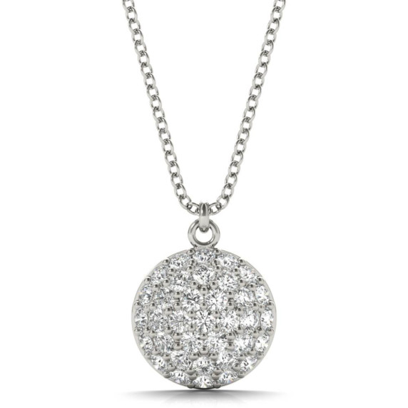 “Tinsley Petite Pavé Dome Pendant with lab-grown diamonds in a rounded pavé-set design on a delicate chain.”