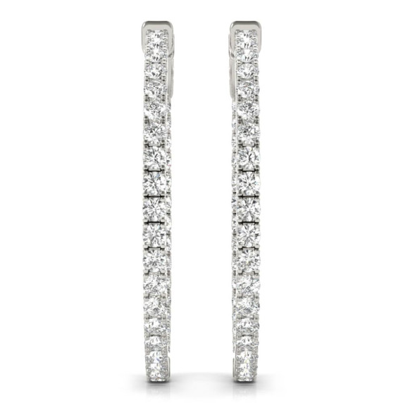 “Brilliance Diamond Hoop Earrings featuring 2 carats total weight of shimmering lab-grown diamonds.”
