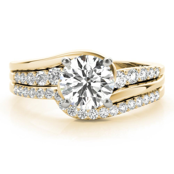 Santa Fe Bridal Set combining a geometric engagement ring and matching wedding band with Art Deco influence.”