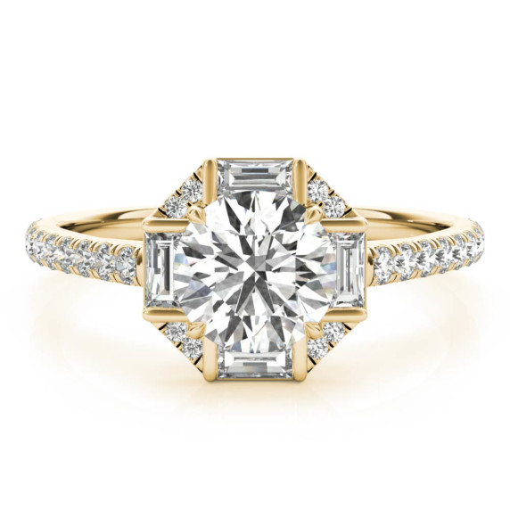 Kent Halo Ring featuring a brilliant round center stone surrounded by a cushion-shaped halo and sleek band.