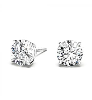 2 ct. tw. Certified Round 4-Prong Studs in 18K White Gold