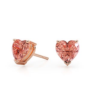 En Rose Heart Diamond Stud Earrings in 14K Rose Gold