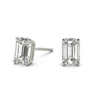 Emerald stud diamond earrings