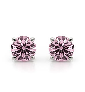 Round Pink Diamond Stud Earrings