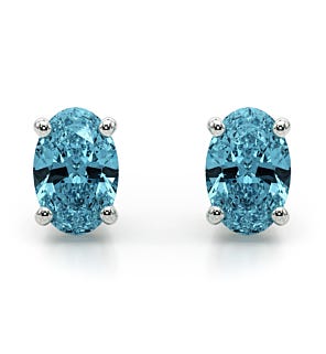 Oval Blue Diamond Stud Earrings (3/4 ct. tw.)