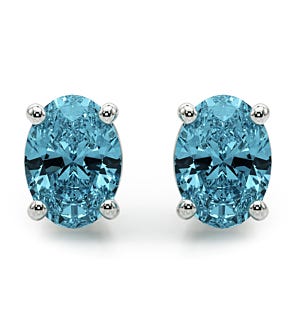 Blue Oval Stud Earrings (1 1/2 ct. tw.)