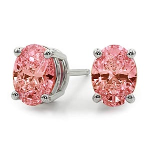 Oval Pink Diamond Stud Earrings