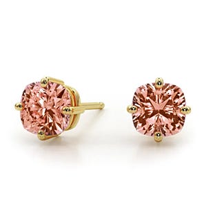 Cushion Pink Diamond Stud Earrings in 14K Yellow Gold (3/4 ct. tw.)