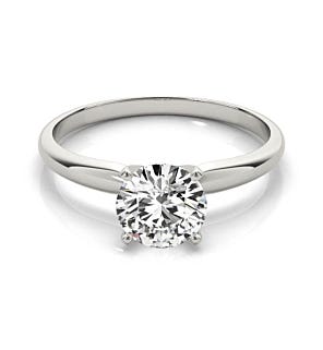 Solitaire Ring 1.13 Ct Round, H, VS1, Size 6, 14K White Gold