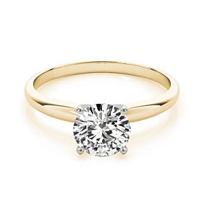 Solitaire Ring 1.28 Ct Round, H, VS1, Size 6, 14K Yellow Gold