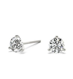 3/4 ct. tw. Certified Round 3-Prong Studs in 14K Gold