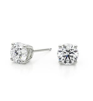 Certified Round 4-Prong Studs in 14K White Gold (1 ct. tw.)