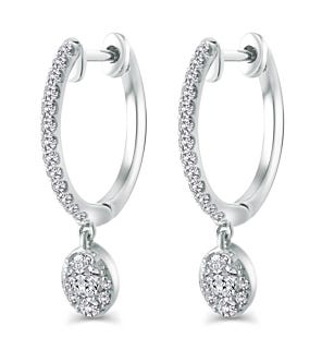 Oval Cluster Drop Diamond Huggie Earrings (1/2 ct. tw.)