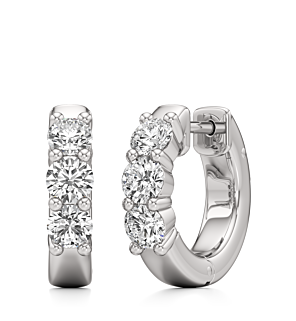 1 - 5 ct. Three Stone Huggies Earrings
