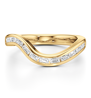 Curved Emerald Channel Set Band