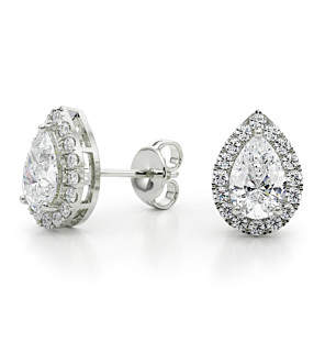 1 ct. tw. Pear Halo Studs