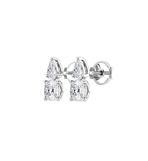 Toi Et Moi Cushion and Pear Stud Earrings