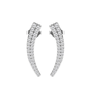 Round Double Row Micro Pave Ear Climber Fashion Earrings