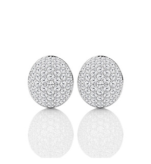 Round Pave Oval Shaped Fashion Stud Earrings