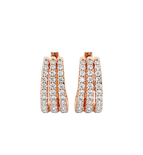 Round Triple Row Hoop Earrings