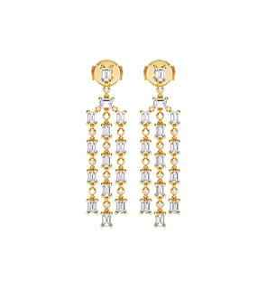 Emerald and Round Chandelier Dangle Earrings