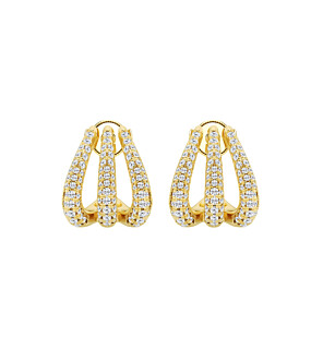 Round Triple Huggie Hoop Earrings