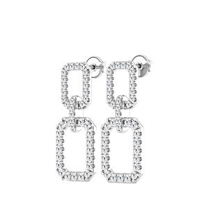 Round Double Rectangle Drop Earrings