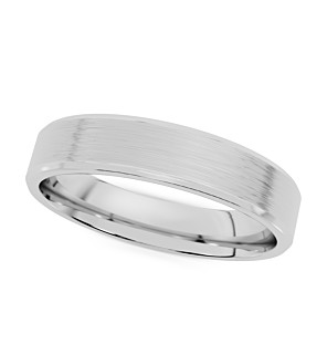 Flat Beveled Comfort Fit Textured Wedding Band 2 mm - 8 mm