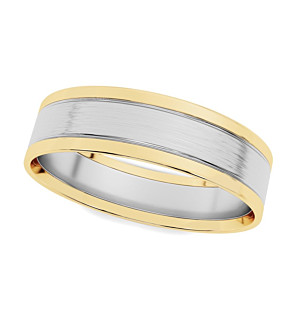 Three Row Flat Textured Wedding Band 4 mm - 8 mm