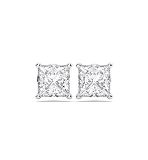 2 - 5 ct. Princess 4-Prong Studs in 14k White Gold