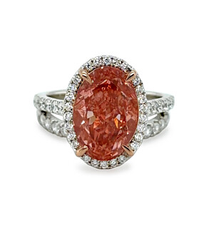 6 ct. tw. Oval Fancy Pink Bridal Set in 14K White and Rose Gold