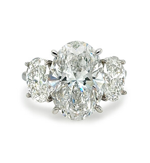 10 1/2 ct.tw. Oval Three Stone Ring in 18K White Gold
