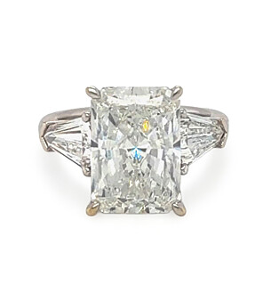 9 1/2 ct.tw. Radiant Three Stone Ring in 18K White Gold