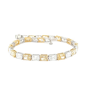 LGD-JOB7946-GT87 16 3/4 ct. Alternating Radiant Cut Fancy Yellow & White Lab Diamond in 14kt White Gold
