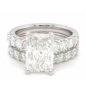 5 1/2 ct. tw. Radiant Side Stone Bridal Set 14K White Ring
