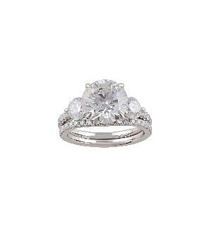 5 1/3 ct. tw Round Side Stone Engagement Ring 14K White Gold