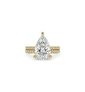 5 3/4 ct. tw. Pear Side Stone Bridal Set 14K Yellow Ring