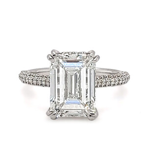 5 3/5 ct. tw. Emerald Side Stone Engagement Ring 18K White Gold