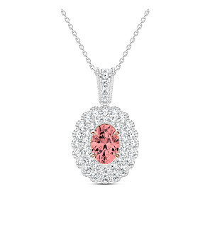 1 1/2 ct. tw. Oval Fancy Pink Fashion Pendant in 14K White and Rose Gold