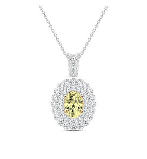 1 1/2 ct. tw. Oval Fancy Yellow Fashion Pendant in 14K White and Yellow Gold