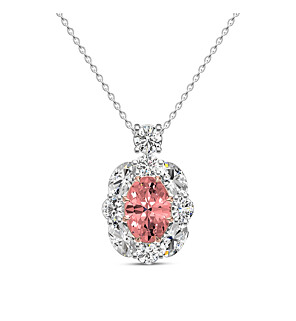 2 1/2 ct. tw. Oval Fancy Pink Halo Pendant in 14K White and Rose Gold