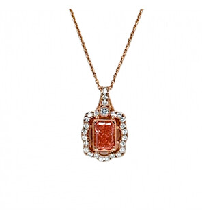 1 1/4 ct. tw. Radiant Fancy Pink Fashion Pendant in 14K Rose Gold